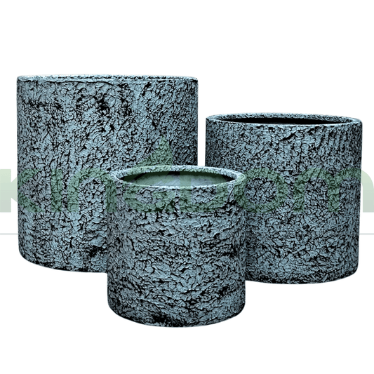 Atlanta's Textured Barrel Fibreglass Garden Pots | Blue - Kingdom Horticulture Kingdom Horticulture