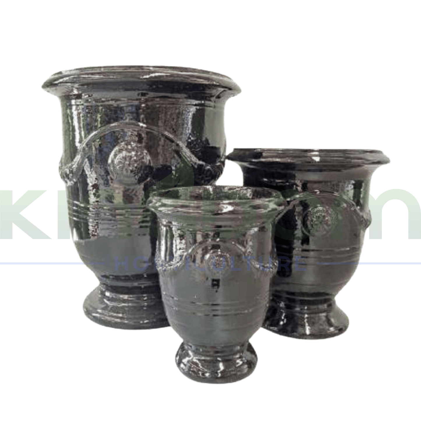 Glazed Anduze Urn | Black | 4 Options - Kingdom Horticulture Kingdom Horticulture