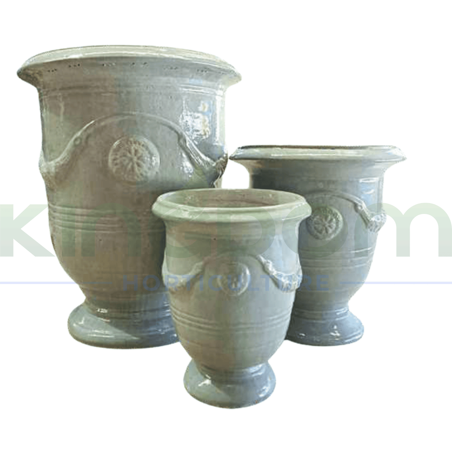 Glazed Anduze Urn Pot | October Grey | 4 Options - Kingdom Horticulture Kingdom Horticulture
