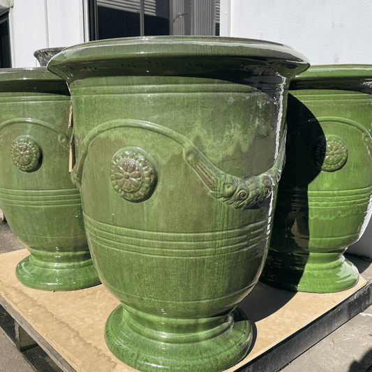 Glazed Anduze Urn Pot | Green | 4 Options - Kingdom Horticulture Kingdom Horticulture