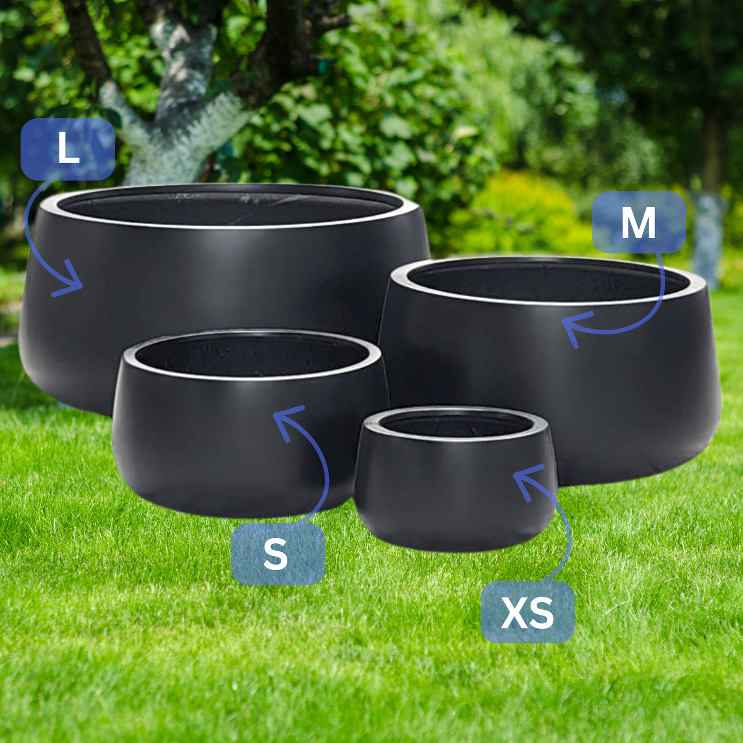 Lightweight Bowl Garden Pots | Matte Black Kingdom Horticulture
