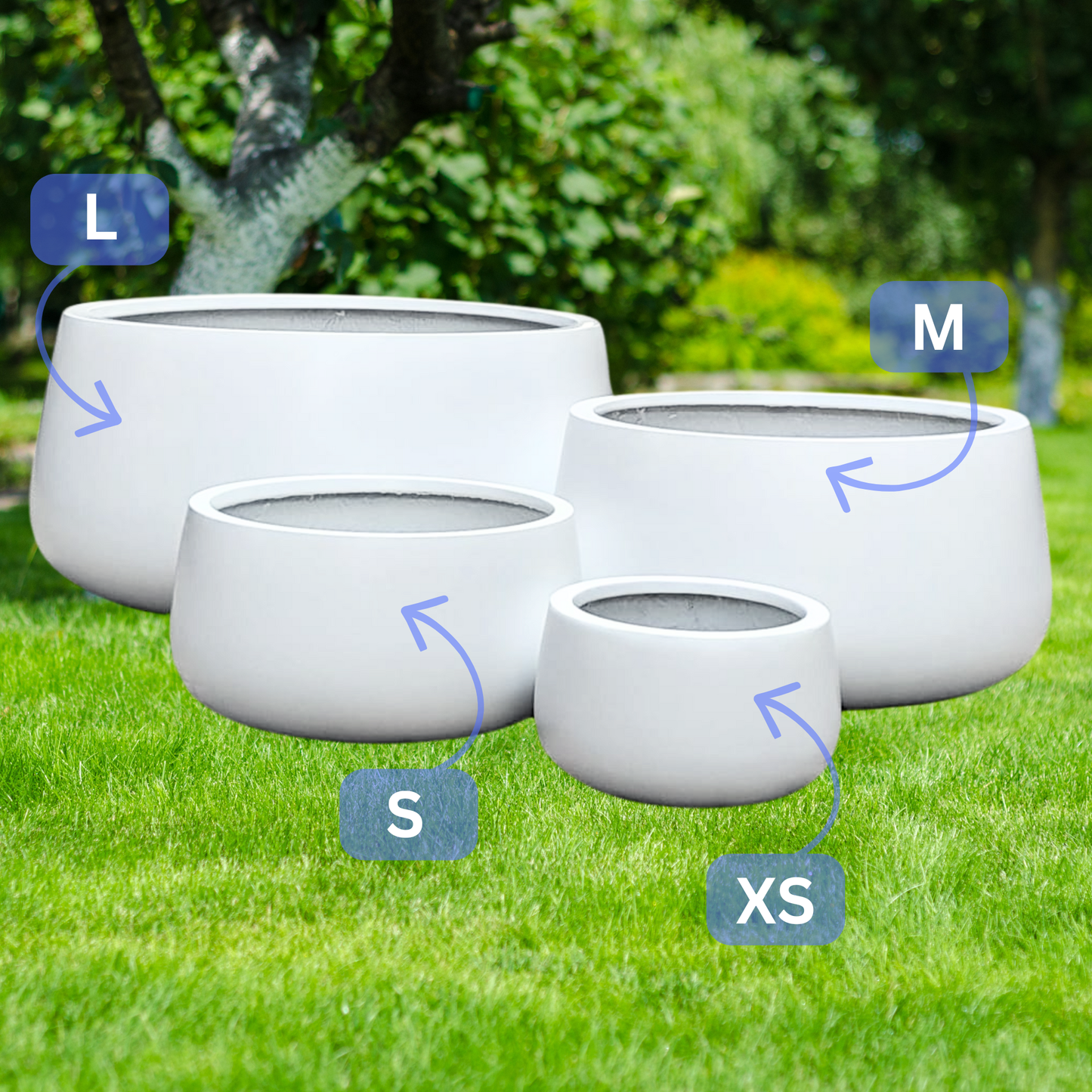 Lightweight Bowl Garden Pots | Matte White Kingdom Horticulture