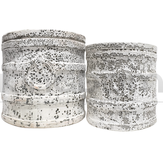 Ancient Barrel Pots | White | 6 Designs Kingdom Horticulture