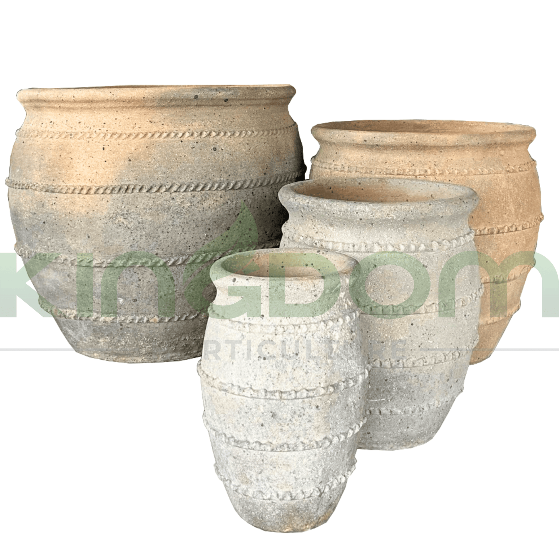 Artisan Stone Octavia Garden Pots with Detail - Kingdom Horticulture