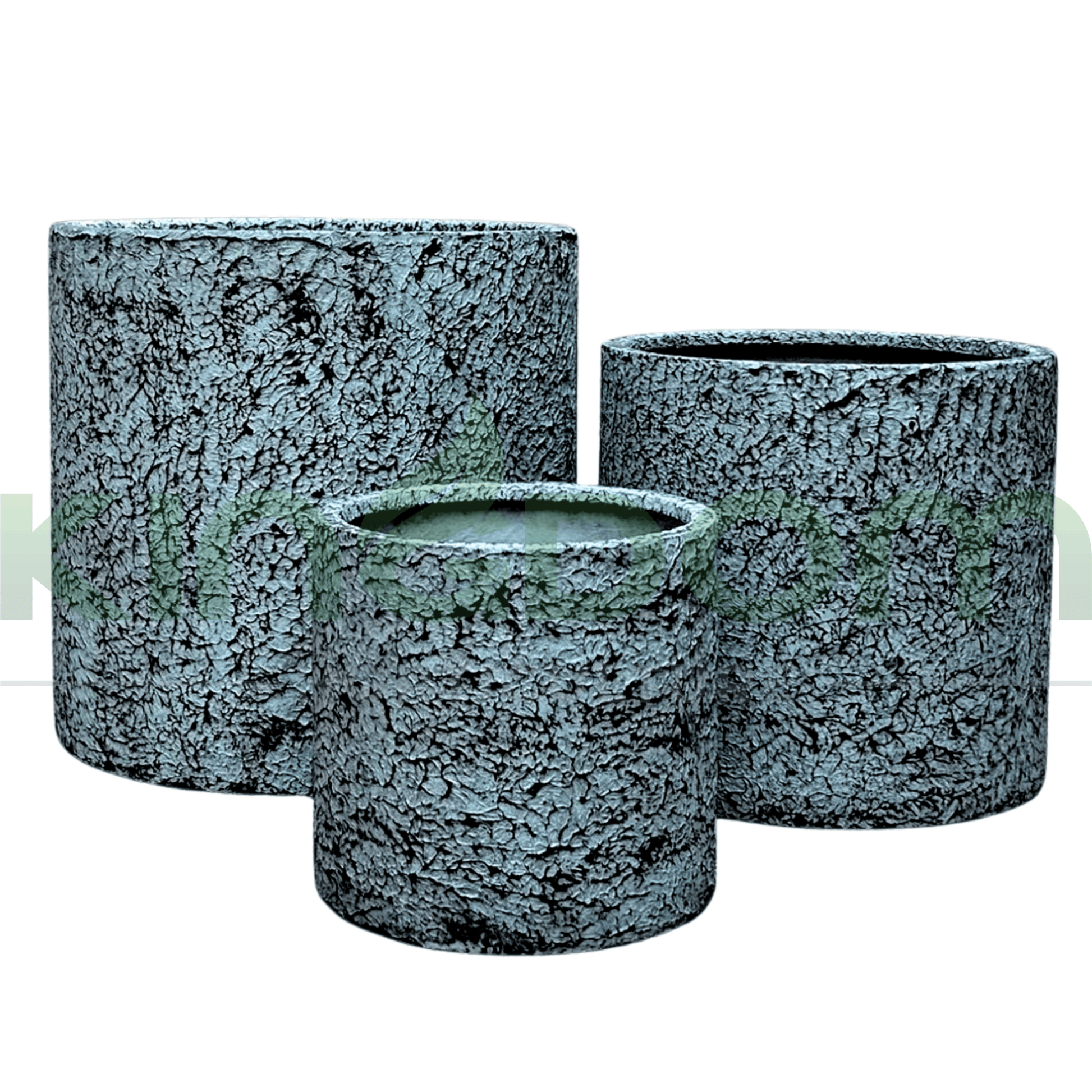 Atlanta's Textured Barrel Fibreglass Garden Pots | Blue - Kingdom Horticulture