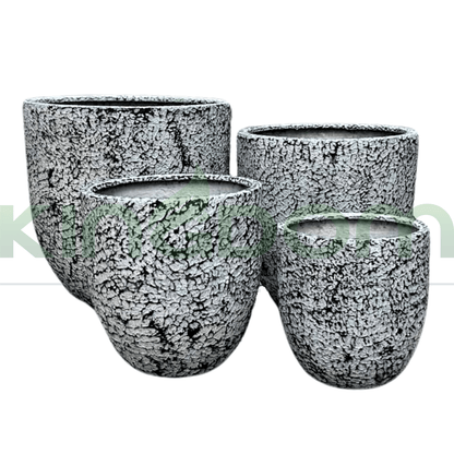Atlanta's Textured Fibreglass Garden Pots | White - Kingdom Horticulture
