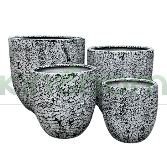 Atlanta's Textured Fibreglass Garden Pots | White - Kingdom Horticulture Kingdom Horticulture