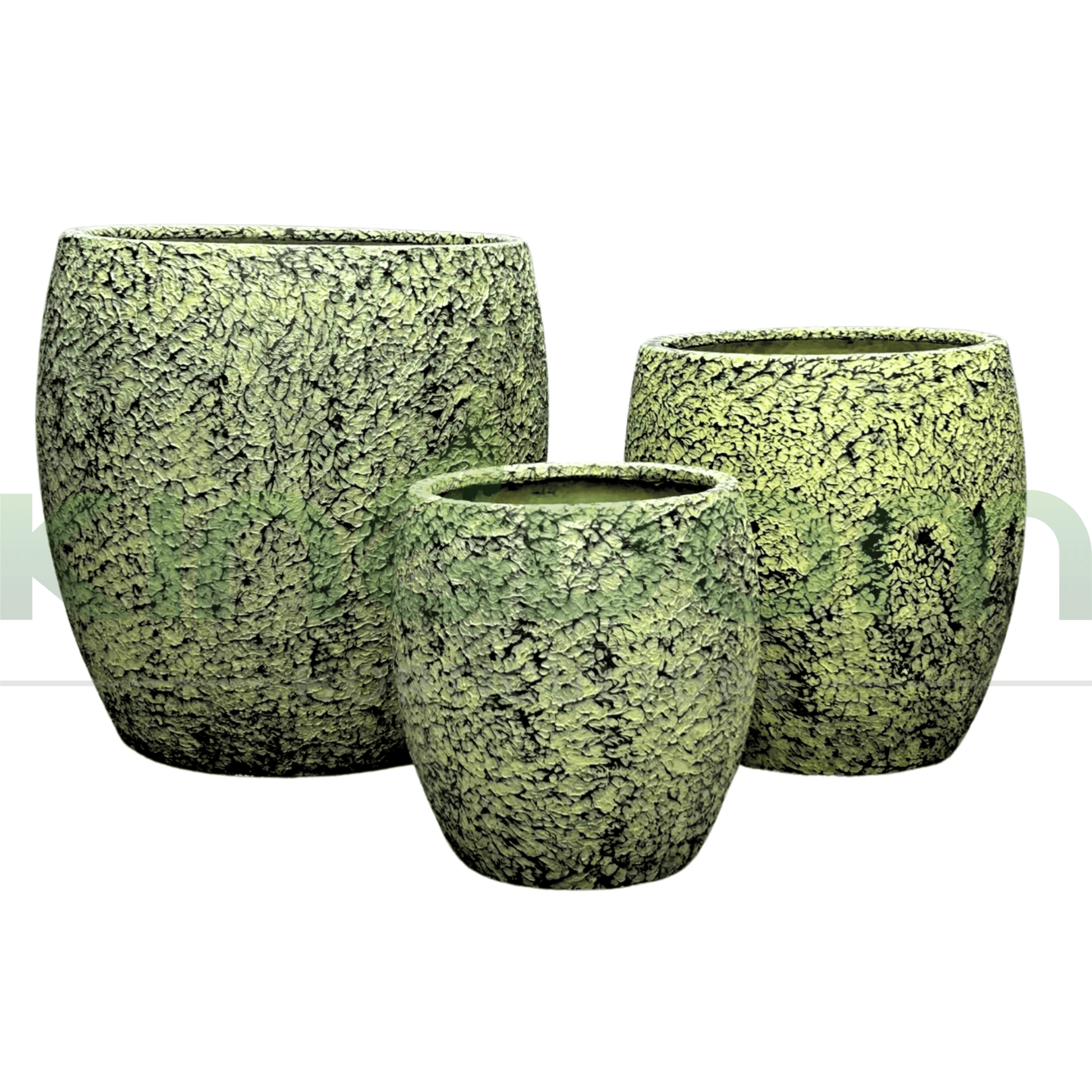Atlanta's Textured Fibreglass Garden Pots | Yellow/Green Tones - Kingdom Horticulture