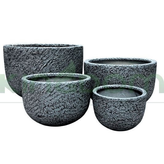 Atlanta's Textured Low Fibreglass Garden Pots | Blue - Kingdom Horticulture Kingdom Horticulture