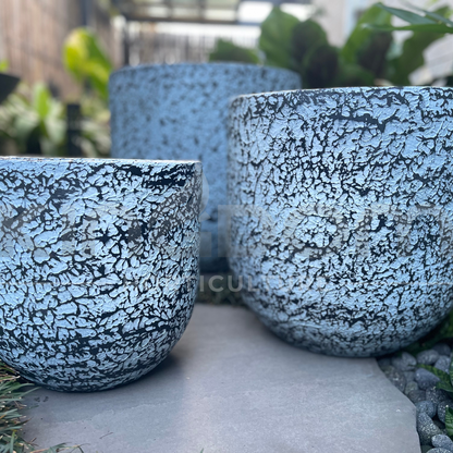 Atlanta's Textured U Planter Fibreglass Garden Pots | Blue