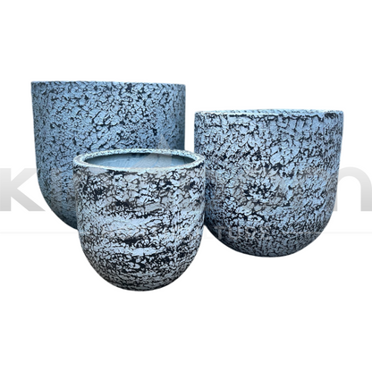 Atlanta's Textured U Planter Fibreglass Garden Pots | Blue