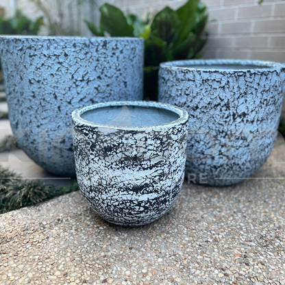 Atlanta's Textured U Planter Fibreglass Garden Pots | Blue