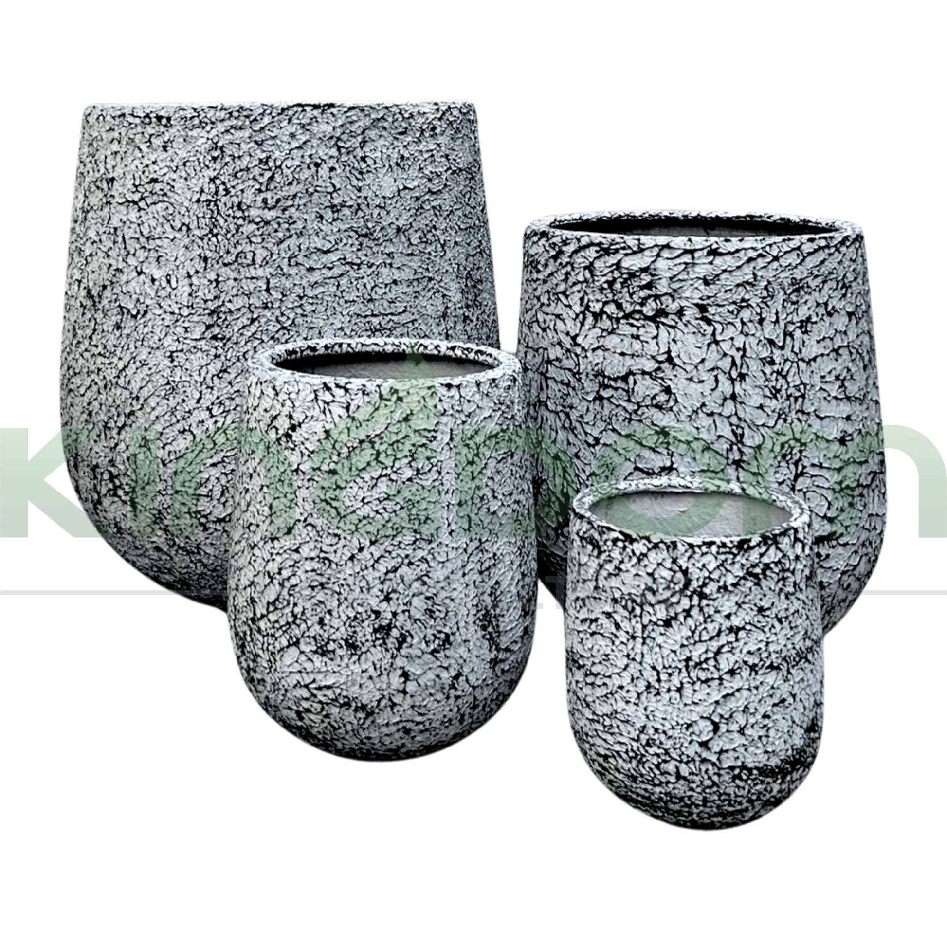 Atlantis Fibreglass Textured Garden Pots | White - Kingdom Horticulture