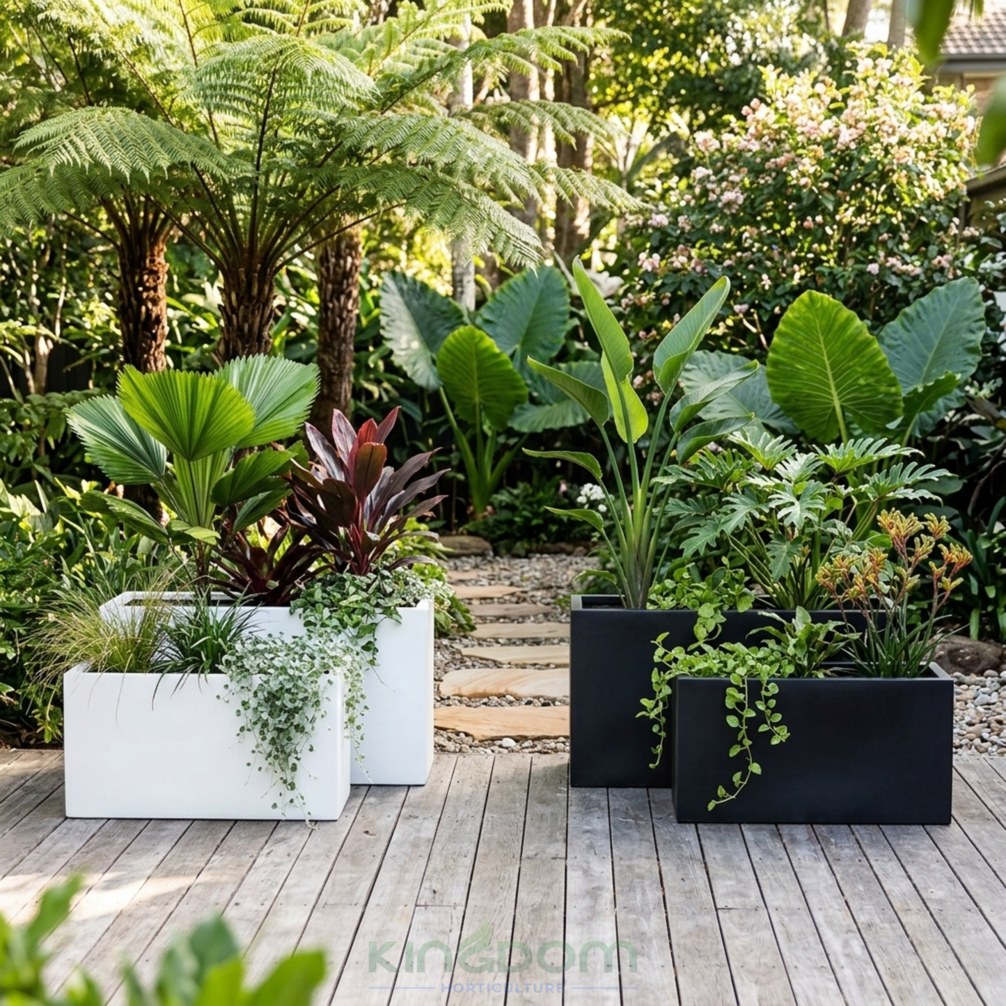 Fibrestone Trough Pots Planters | Black Kingdom Horticulture