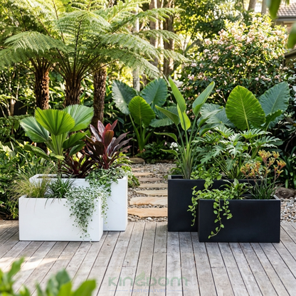Fibrestone Trough Pots Planters | Black