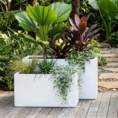 Fibrestone Trough Pots Planters | White