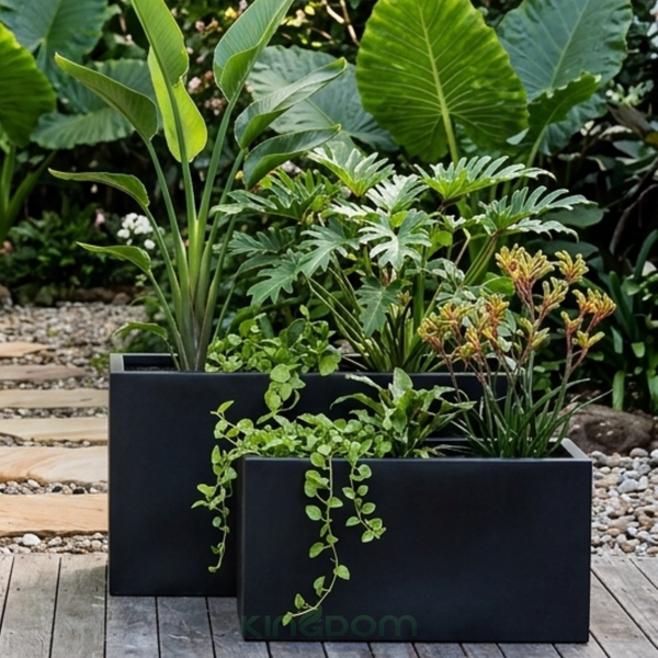 Fibrestone Lightweight Trough Pots Planters | Black