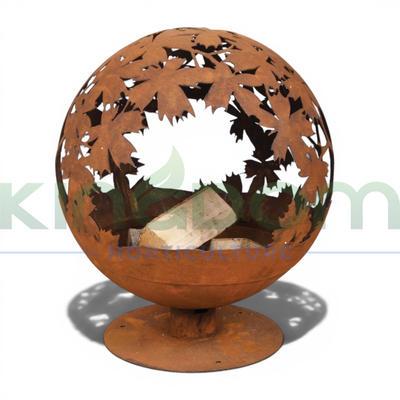 Fire Pit | Ball Pre-Rusted | Laser Cut | Leaves