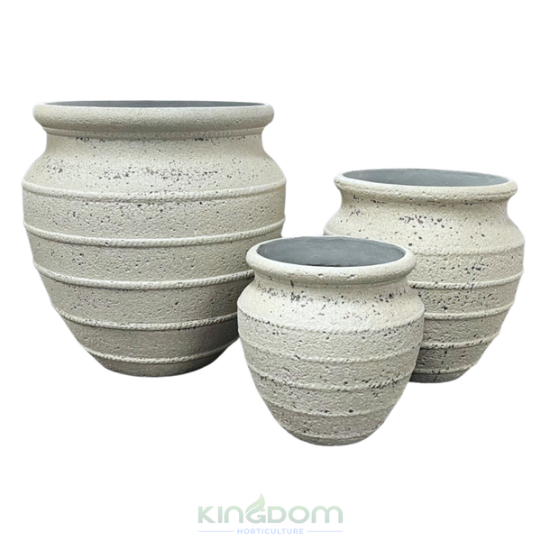 Fossil Lightweight  Roman Rope Garden Pot | Ivory