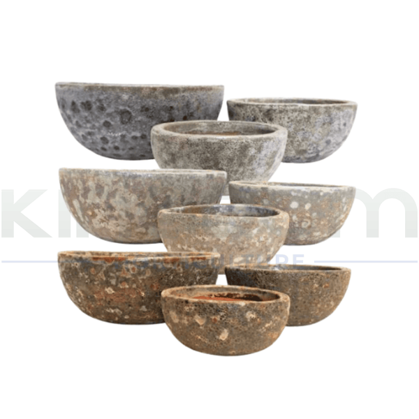 Ancient Bowl Pot | Set of 3 | 3 Colours Available - Kingdom Horticulture