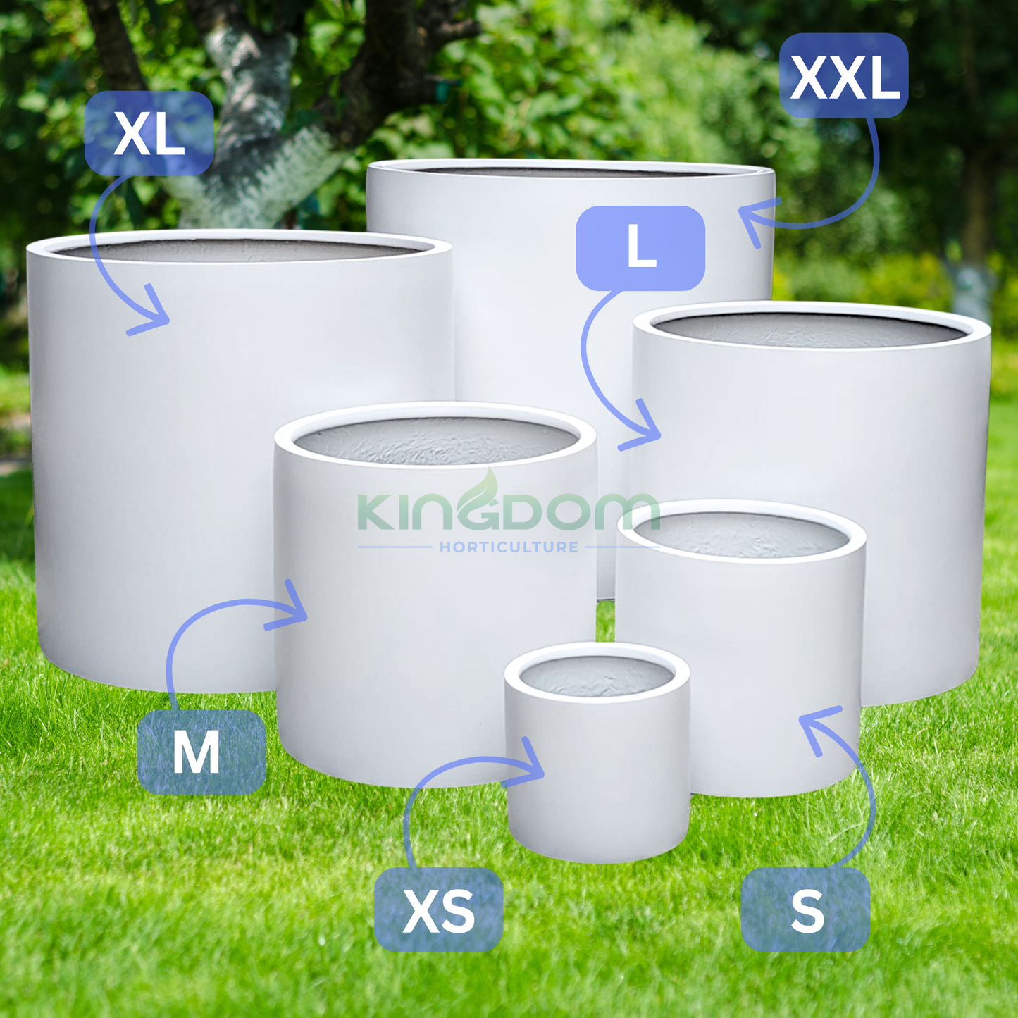 Lightweight Barrel Garden Pots | Matte White Kingdom Horticulture