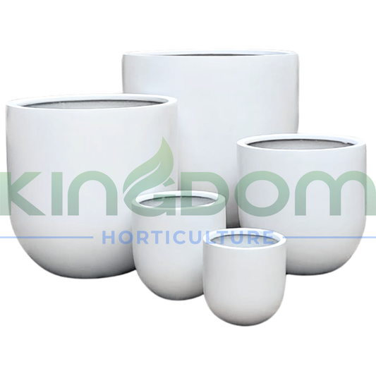 Lightweight U Planters Garden Pots 'Matte White' Kingdom Horticulture