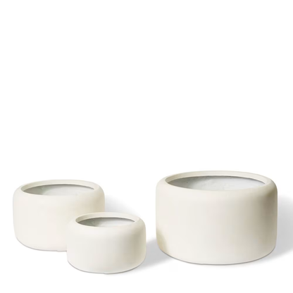 Lightweight Low Fibrestone Garden Pot | Beige