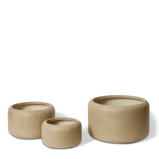 Lightweight Low Fibrestone Garden Pot | Tan Brown Kingdom Horticulture