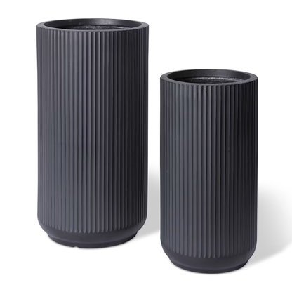 Tarian Tall Lightweight Fibrestone Garden Pot Planter | Black