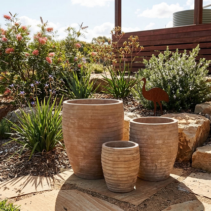 Outback Terracotta Layered Tall Garden Pots