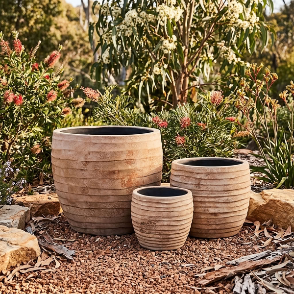 Outback Terracotta Layered Squat Garden Pots